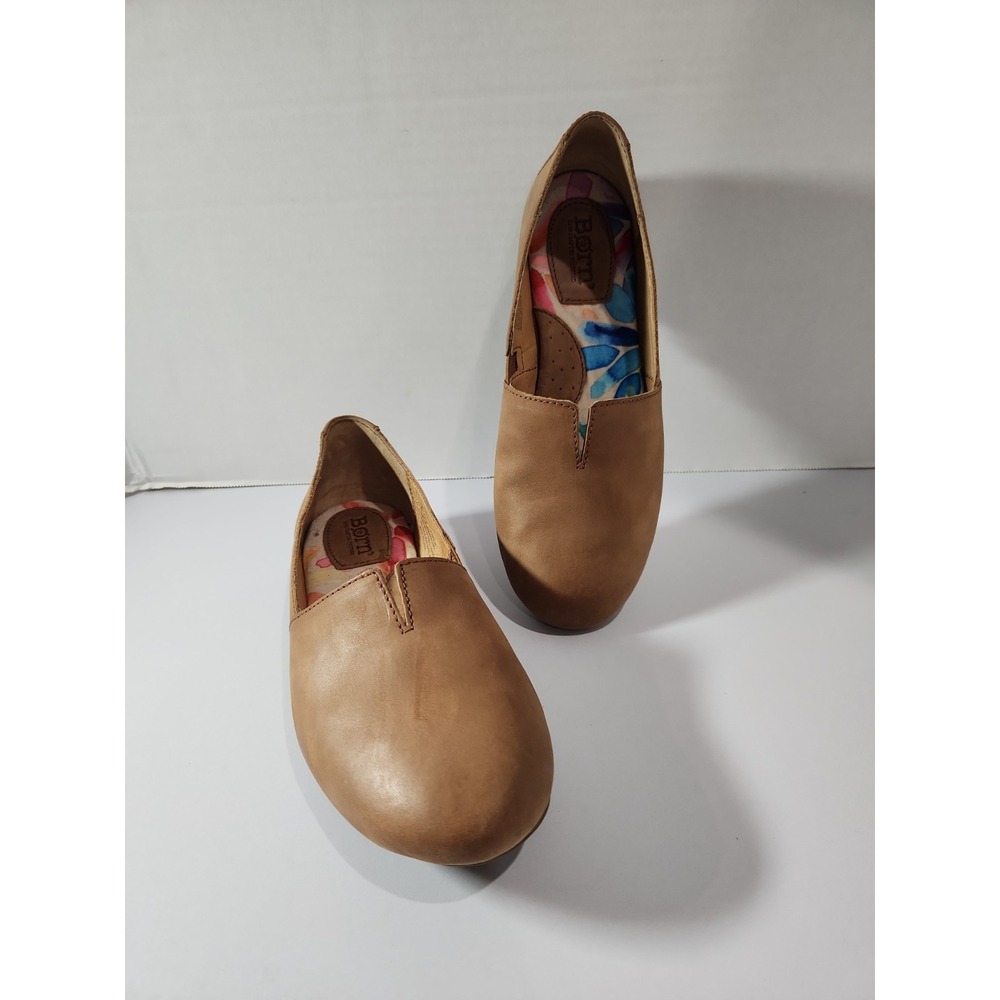 Born Julianne Tan Leather Slip On Ballet Flats D74616 Womens 7M